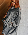 Oversized Velour Blanket Hoodie in Gray