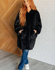 Oversized Velour Blanket Hoodie in Black