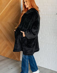 Oversized Velour Blanket Hoodie in Black