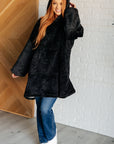 Oversized Velour Blanket Hoodie in Black