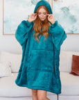 Oversized Velour Blanket Hoodie in Green