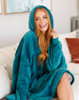 Oversized Velour Blanket Hoodie in Green