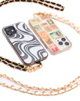 PU Leather Gold Chain Cell Phone Lanyard Set of 2