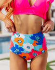 Panama Floral Print High Waisted Swim Bottoms