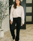 Petal Poise Floral Applique Pullover in Neutral