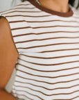 Quite Intimately Striped Muscle Tee in Brown