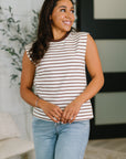 Quite Intimately Striped Muscle Tee in Brown