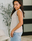 Quite Intimately Striped Muscle Tee in Brown