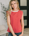 Quite Intimately Striped Muscle Tee in Red