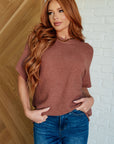 Relaxing Away Dolman Sleeve Knit Top in Coffee