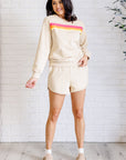 Retro Rainbow Shorts Set in Tan