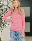 Ribbed Long Sleeve in Fuchsia