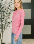Ribbed Long Sleeve in Fuchsia