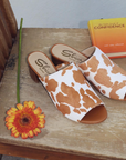 Richwood Peeptoe Tan and White Cowhide Slide