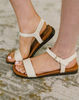 Riddle Ankle Strap Sandal in Beige