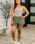 Rile Me Up High Waisted Shorts in Dusty Olive