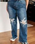 Rose High Rise 90's Straight Jeans in Dark Wash