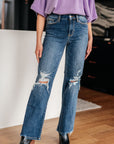 Rose High Rise 90's Straight Jeans in Dark Wash