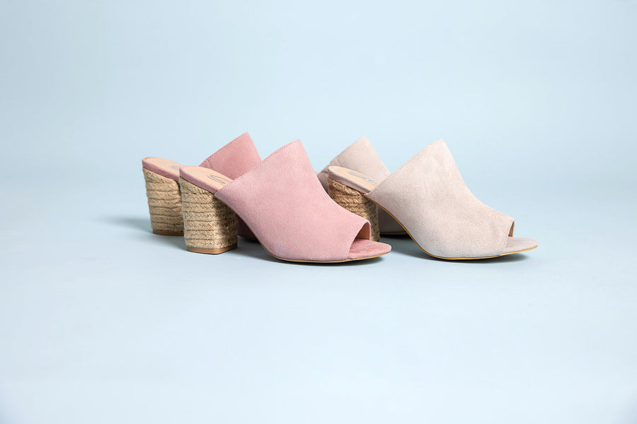 Helena Heeled Sandal in Blush Suede