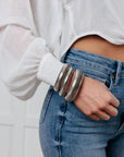 Sassy but Classy Ribbed Bangles in Silver Set of 3