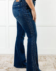 Shannon Mid Rise Rhinestone Detail Flare Jeans