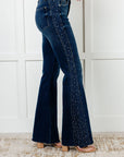 Shannon Mid Rise Rhinestone Detail Flare Jeans