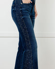 Shannon Mid Rise Rhinestone Detail Flare Jeans