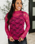 Sheer Intentions Lace Layering Top Fuchsia