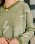 Shock Value V-Neck Sweater in Olive