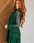 Starlit Glow V-Neck Tiered Dress in Hunter Green