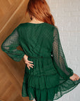 Starlit Glow V-Neck Tiered Dress in Hunter Green