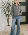 Sweater Weather Half Zip High Neck Pullover in Charcoal