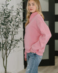 Sweater Weather Half Zip High Neck Pullover in Dark Pink