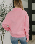Sweater Weather Half Zip High Neck Pullover in Dark Pink
