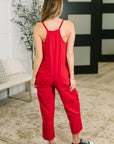 Totally Me Spaghetti Strap Jumpsuit Ruby