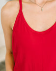 Totally Me Spaghetti Strap Jumpsuit Ruby