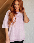 Unbothered Mineral Wash Top in Orchid Petal