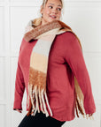 Wanderlust Wrap Oversized Plaid Fringe Scarf in Light Brown