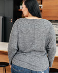 Warm Thoughts Ribbed Top in Charcoal