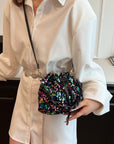 Sequin Drawstring Bucket Bag