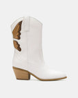 Beast Fashion Butterfly Cut Detail Point Toe Boots- White