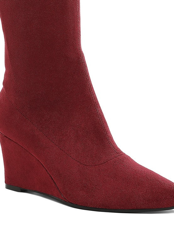 Tulsha Microfiber Wedge Heel Boots