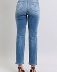 Judy Blue Full Size Wash Thermal Straight Jeans with Pockets