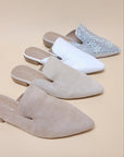 GEM-39 - POINTED TOE SLIP ON MULE FLATS