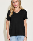 Basic Bae Full Size V-Neck High-Low T-Shirt