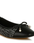 Acino Boucle Pearl Bow Ballerinas