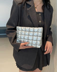 Quilted Plaid Clutch with Zipper