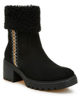 Woolly Faux Fur & Embroidery Detail Boots