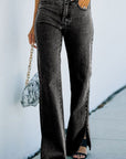 Side Slit Jeans with Pockets