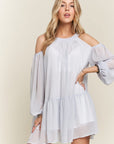 ADORA Cold Shoulder Balloon Sleeve Mini Dress